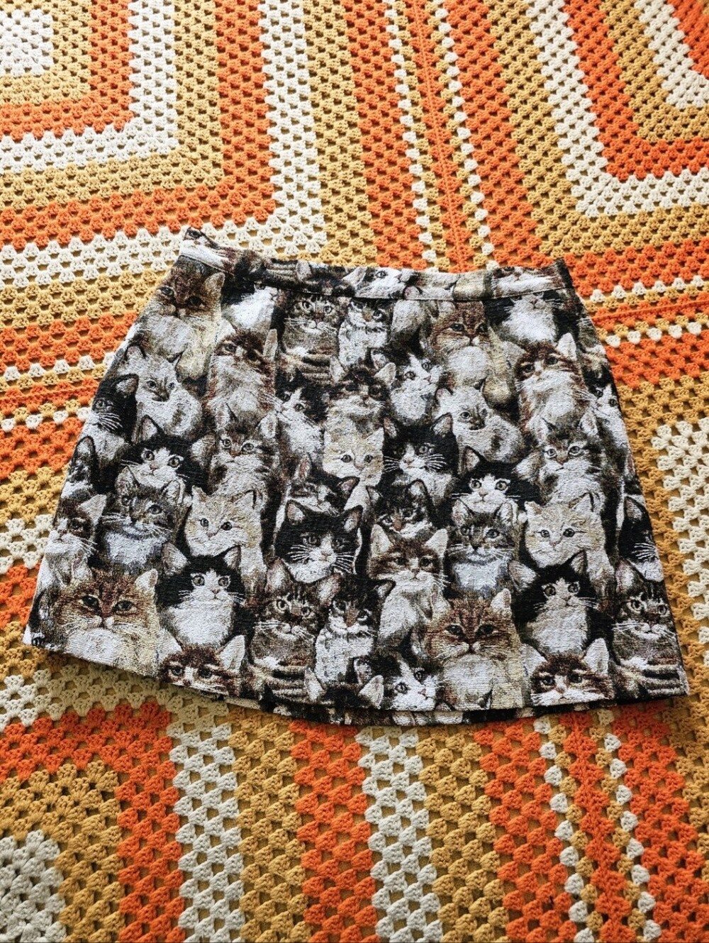 ModCloth Cat Tapestry Woven Mini Skirt Novelty Kitten Print Plus Size